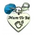 Heart Shaped Mum To Be Clip on Charm with Blue Crystal 